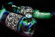 Custom Headie Glass Sherlock Style Pipe (Black/White with Blue Moon)